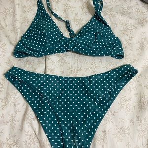 green polka dot bikini